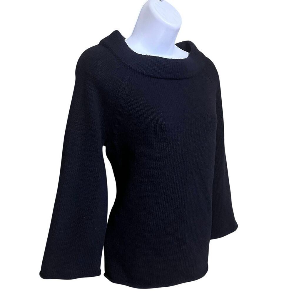 J Crew Cashmere Wool Blend Boat Neck Sweater Black S Minimalist Classic City - Picture 2 of 6
